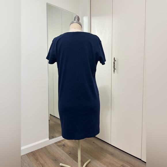 Lands' End Classic Comfy  Navy Cotton Short Sleeve T-Shirt Dress Medium - Picture 3 of 5